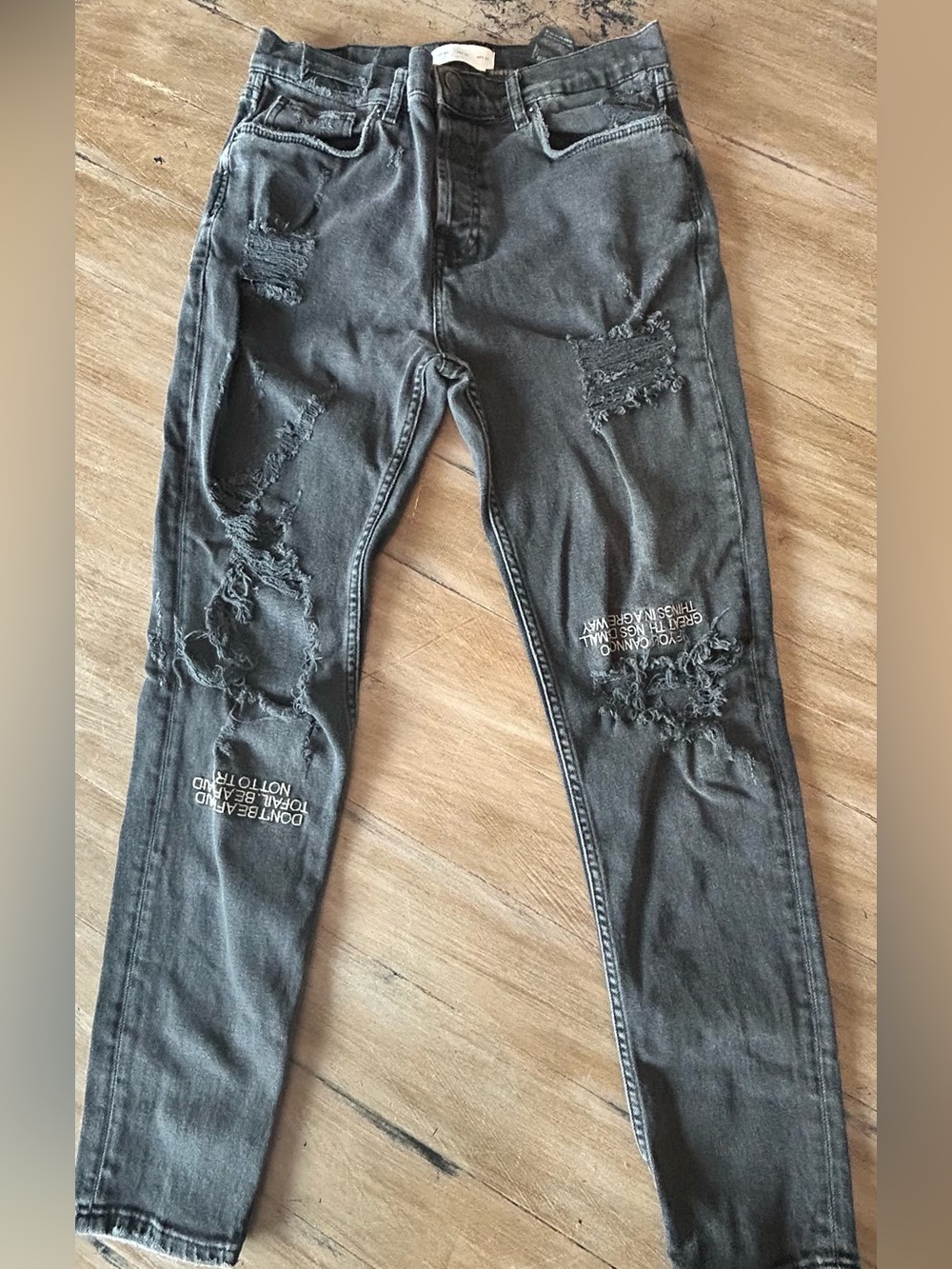 Zara Black Distressed Skinny Jeans